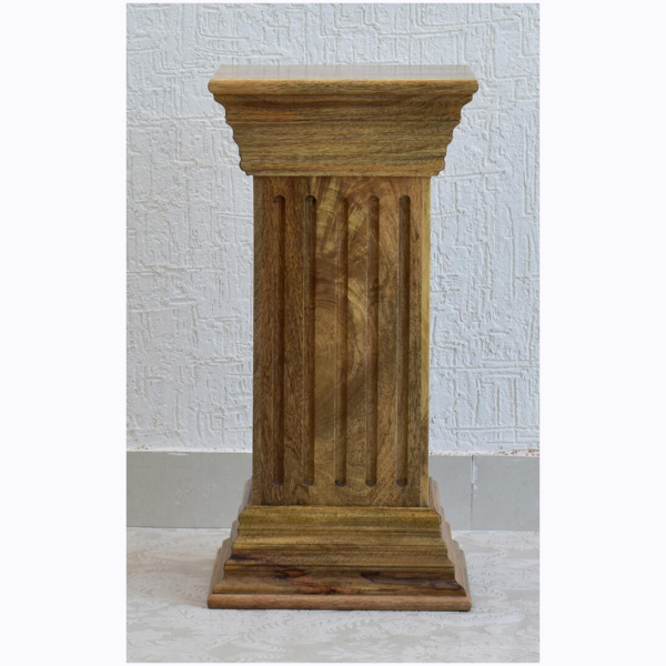 Multipurpose Pedestal/End Table/Vase Stand/Lamp Stand - Natural Teak - Image 3